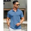 COOFANDY Men’s Textured Polo Shirts Short Sleeve Slim Fit Casual Button Polo T-Shirt Summer Collared Golf Shirt(Demin Blue)