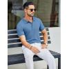 COOFANDY Men’s Textured Polo Shirts Short Sleeve Slim Fit Casual Button Polo T-Shirt Summer Collared Golf Shirt(Demin Blue)