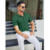 COOFANDY Men’s Textured Polo Shirts Short Sleeve Slim Fit Casual Button Polo T-Shirt Summer Collared Golf Shirt(Green)