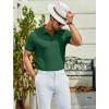 COOFANDY Men’s Textured Polo Shirts Short Sleeve Slim Fit Casual Button Polo T-Shirt Summer Collared Golf Shirt(Green)
