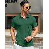 COOFANDY Men’s Textured Polo Shirts Short Sleeve Slim Fit Casual Button Polo T-Shirt Summer Collared Golf Shirt(Green)