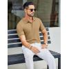 COOFANDY Men’s Textured Polo Shirts Short Sleeve Slim Fit Casual Button Polo T-Shirt Summer Collared Golf Shirt(Khaki)