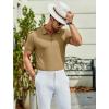 COOFANDY Men’s Textured Polo Shirts Short Sleeve Slim Fit Casual Button Polo T-Shirt Summer Collared Golf Shirt(Khaki)