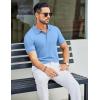 COOFANDY Men’s Textured Polo Shirts Short Sleeve Slim Fit Casual Button Polo T-Shirt Summer Collared Golf Shirt(Light Blue)