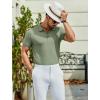 COOFANDY Men’s Textured Polo Shirts Short Sleeve Slim Fit Casual Button Polo T-Shirt Summer Collared Golf Shirt(Light Green)