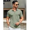 COOFANDY Men’s Textured Polo Shirts Short Sleeve Slim Fit Casual Button Polo T-Shirt Summer Collared Golf Shirt(Light Green)
