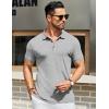 COOFANDY Men’s Textured Polo Shirts Short Sleeve Slim Fit Casual Button Polo T-Shirt Summer Collared Golf Shirt(Light Grey)