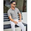 COOFANDY Men’s Textured Polo Shirts Short Sleeve Slim Fit Casual Button Polo T-Shirt Summer Collared Golf Shirt(Light Grey)