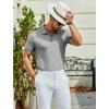 COOFANDY Men’s Textured Polo Shirts Short Sleeve Slim Fit Casual Button Polo T-Shirt Summer Collared Golf Shirt(Light Grey)