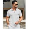 COOFANDY Men’s Textured Polo Shirts Short Sleeve Slim Fit Casual Button Polo T-Shirt Summer Collared Golf Shirt(White)