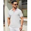 COOFANDY Men’s Textured Polo Shirts Short Sleeve Slim Fit Casual Button Polo T-Shirt Summer Collared Golf Shirt(White)