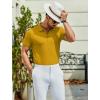 COOFANDY Men’s Textured Polo Shirts Short Sleeve Slim Fit Casual Button Polo T-Shirt Summer Collared Golf Shirt(Yellow)