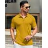 COOFANDY Men’s Textured Polo Shirts Short Sleeve Slim Fit Casual Button Polo T-Shirt Summer Collared Golf Shirt(Yellow)