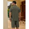 COOFANDY Men’s Track Suits 2 Piece Set Quarter Zip Polo Shirt and Shorts Set Summer Casual Outfits(Army Green)