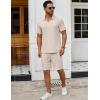 COOFANDY Men’s Track Suits 2 Piece Set Quarter Zip Polo Shirt and Shorts Set Summer Casual Outfits(Beige)