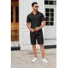 COOFANDY Men’s Track Suits 2 Piece Set Quarter Zip Polo Shirt and Shorts Set Summer Casual Outfits(Black)
