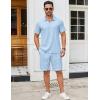 COOFANDY Men’s Track Suits 2 Piece Set Quarter Zip Polo Shirt and Shorts Set Summer Casual Outfits(Light Blue)