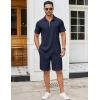 COOFANDY Men’s Track Suits 2 Piece Set Quarter Zip Polo Shirt and Shorts Set Summer Casual Outfits(Navy Blue)