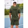 COOFANDY Men’s Tracksuit 2 Piece Hooded Athletic Sweatsuit Short Sleeve Casual Sports Hoodie Shorts Set(Army Green)