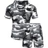 COOFANDY Men’s Tracksuit 2 Piece Hooded Athletic Sweatsuit Short Sleeve Casual Sports Hoodie Shorts Set(Camouflage)
