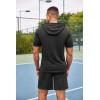 COOFANDY Men’s Tracksuit 2 Piece Hooded Athletic Sweatsuit Short Sleeve Casual Sports Hoodie Shorts Set(Dark Grey)
