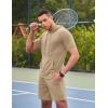 COOFANDY Men’s Tracksuit 2 Piece Hooded Athletic Sweatsuit Short Sleeve Casual Sports Hoodie Shorts Set(Khaki)