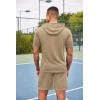 COOFANDY Men’s Tracksuit 2 Piece Hooded Athletic Sweatsuit Short Sleeve Casual Sports Hoodie Shorts Set(Khaki)