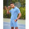 COOFANDY Men’s Tracksuit 2 Piece Hooded Athletic Sweatsuit Short Sleeve Casual Sports Hoodie Shorts Set(Light Blue)