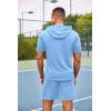 COOFANDY Men’s Tracksuit 2 Piece Hooded Athletic Sweatsuit Short Sleeve Casual Sports Hoodie Shorts Set(Light Blue)