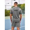 COOFANDY Men’s Tracksuit 2 Piece Hooded Athletic Sweatsuit Short Sleeve Casual Sports Hoodie Shorts Set(Light Grey)