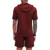 COOFANDY Men’s Tracksuit 2 Piece Hooded Athletic Sweatsuit Short Sleeve Casual Sports Hoodie Shorts Set(Wine Red)