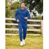 COOFANDY Men’s Tracksuit 2 Piece Hoodie Sweatsuit Sets Casual Athletic Jogging Suits Waffle Plaid Jacquard Outfits(Blue)