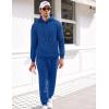 COOFANDY Men’s Tracksuit 2 Piece Hoodie Sweatsuit Sets Casual Athletic Jogging Suits Waffle Plaid Jacquard Outfits(Blue)