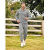 COOFANDY Men’s Tracksuit 2 Piece Hoodie Sweatsuit Sets Casual Athletic Jogging Suits Waffle Plaid Jacquard Outfits(Light Grey)