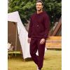 COOFANDY Men’s Tracksuit 2 Piece Hoodie Sweatsuit Sets Casual Athletic Jogging Suits Waffle Plaid Jacquard Outfits(Wine Red)