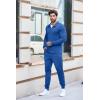 COOFANDY Men’s Tracksuit 2 Piece Quarter Zip Polo Athletic Sweatsuits Casual Running Jogging Sport Suit Sets(Blue)