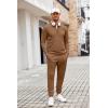 COOFANDY Men’s Tracksuit 2 Piece Quarter Zip Polo Athletic Sweatsuits Casual Running Jogging Sport Suit Sets(Light Brown)