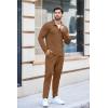 COOFANDY Men’s Tracksuit 2 Piece Quarter Zip Polo Athletic Sweatsuits Casual Running Jogging Sport Suit Sets(Light Brown)