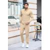 COOFANDY Men’s Tracksuit 2 Piece Quarter Zip Polo Athletic Sweatsuits Casual Running Jogging Sport Suit Sets(Light Khaki)
