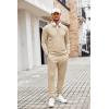 COOFANDY Men’s Tracksuit 2 Piece Quarter Zip Polo Athletic Sweatsuits Casual Running Jogging Sport Suit Sets(Light Khaki)