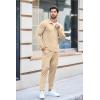 COOFANDY Men’s Tracksuit 2 Piece Quarter Zip Polo Athletic Sweatsuits Casual Running Jogging Sport Suit Sets(Light Khaki)