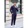 COOFANDY Men’s Tracksuit 2 Piece Quarter Zip Polo Athletic Sweatsuits Casual Running Jogging Sport Suit Sets(Navy Blue)