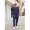 COOFANDY Men’s Tracksuit 2 Piece Quarter Zip Polo Athletic Sweatsuits Casual Running Jogging Sport Suit Sets(Navy Blue)