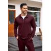 COOFANDY Men’s Tracksuit 2 Piece Quarter Zip Polo Athletic Sweatsuits Casual Running Jogging Sport Suit Sets(Wine Red)