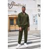 COOFANDY Men’s Tracksuit 2 Piece Quarter Zip Sweatsuit Workout Plaid Jacquard Jogging Suit Set(Army Green)