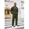 COOFANDY Men’s Tracksuit 2 Piece Quarter Zip Sweatsuit Workout Plaid Jacquard Jogging Suit Set(Army Green)