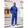 COOFANDY Men’s Tracksuit 2 Piece Quarter Zip Sweatsuit Workout Plaid Jacquard Jogging Suit Set(Blue)