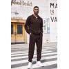 COOFANDY Men’s Tracksuit 2 Piece Quarter Zip Sweatsuit Workout Plaid Jacquard Jogging Suit Set(Brown)