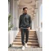 COOFANDY Men’s Tracksuit 2 Piece Quarter Zip Sweatsuit Workout Plaid Jacquard Jogging Suit Set(Dark Grey)
