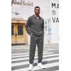 COOFANDY Men’s Tracksuit 2 Piece Quarter Zip Sweatsuit Workout Plaid Jacquard Jogging Suit Set(Dark Grey)